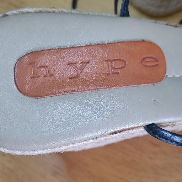 Hype Black and Cream Wedge Shoes with Elegant Straps - Picture 5 of 5